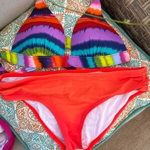 Victoria's Secret Rainbow Tie Dye Push-up Bikini top and bottoms